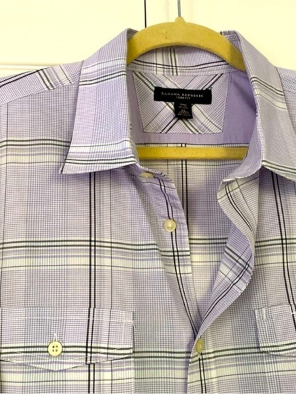 Banana Republic Dress Plaid Purple Shirt size Neck17.5 - Picture 2 of 11